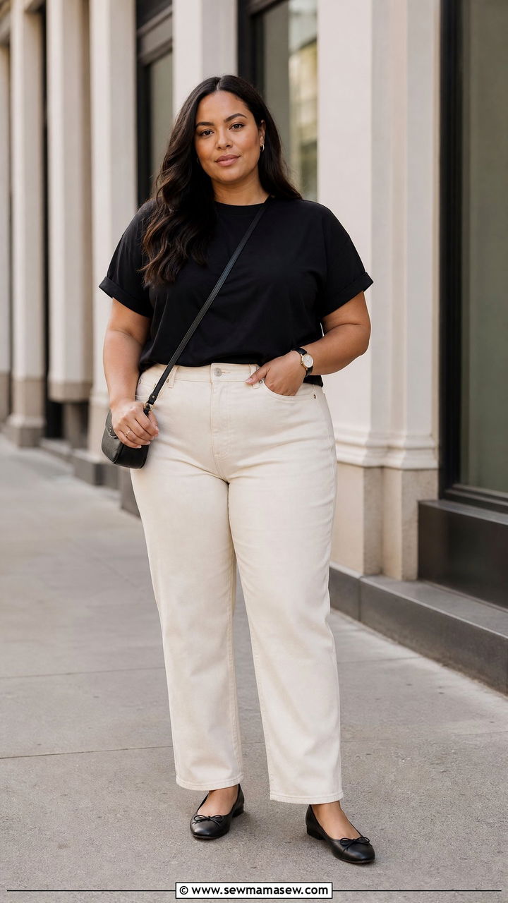 Plus Size Black T Shirt Outfit - 20 plus size minimalist top outfit ideas