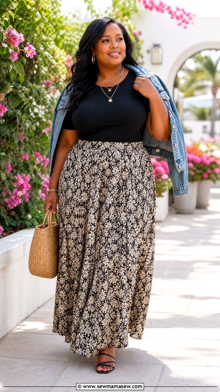 Plus Size Black T Shirt With Maxi Skirt - 20 plus size black t shirt outfit ideas