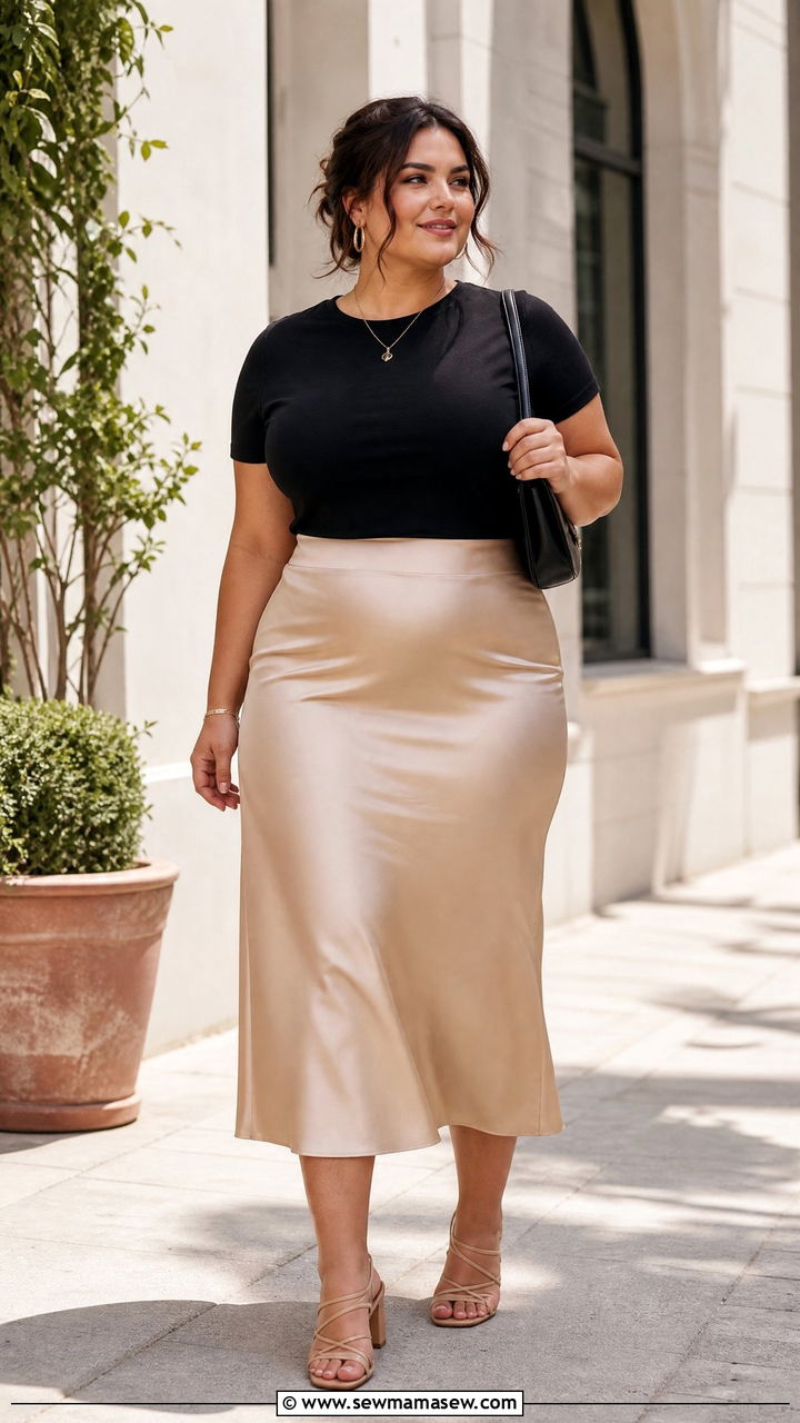 Plus Size Black T Shirt With Midi Skirt - 20 plus size black t shirt outfit ideas