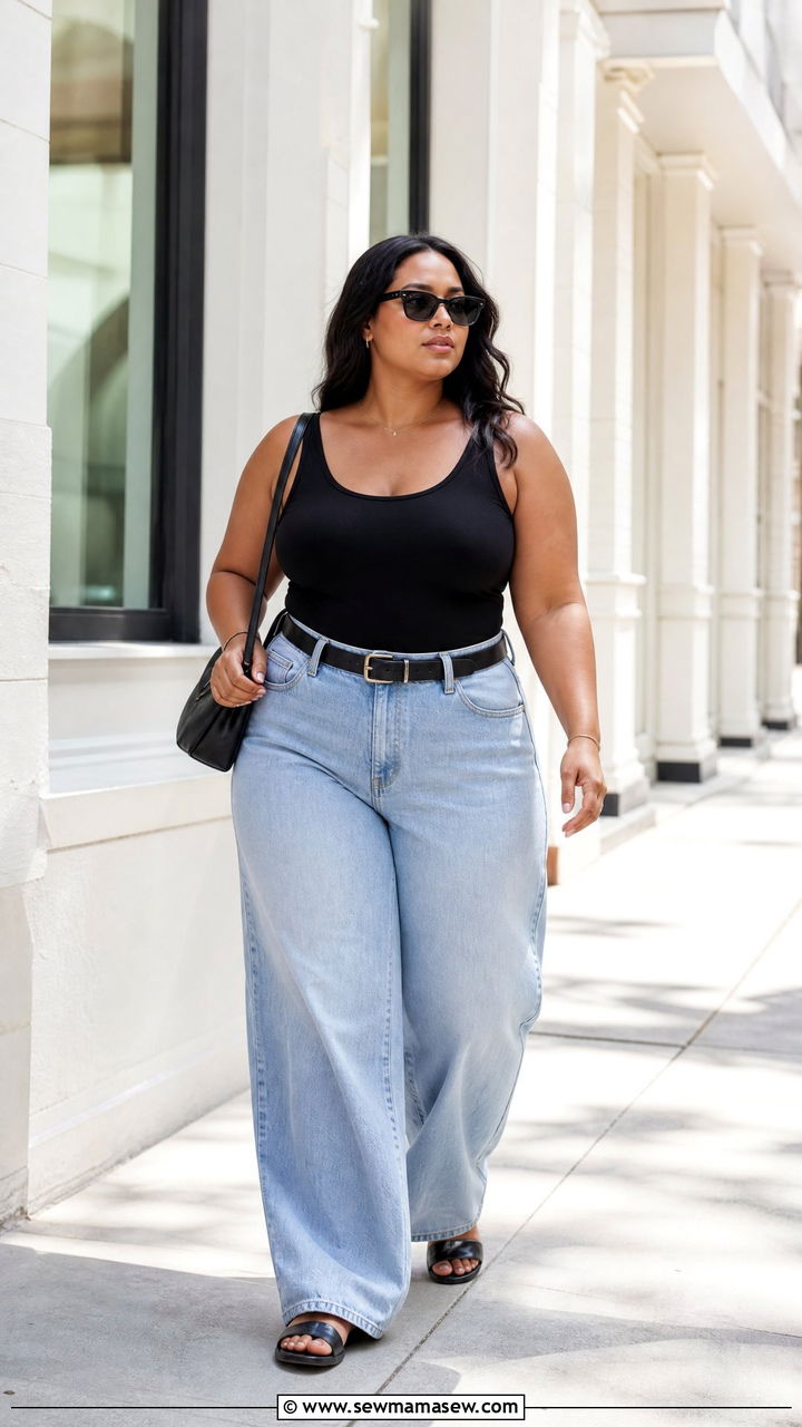 Plus Size Black Tank Top Outfit - 20 plus size clean girl top outfit ideas