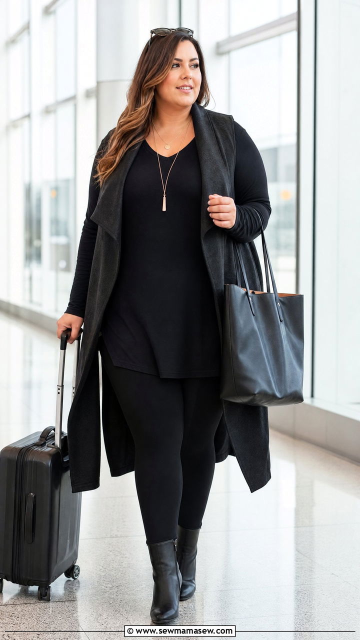 Plus Size Black Tunic And Leggings Outfit - 20 plus size black outfit ideas