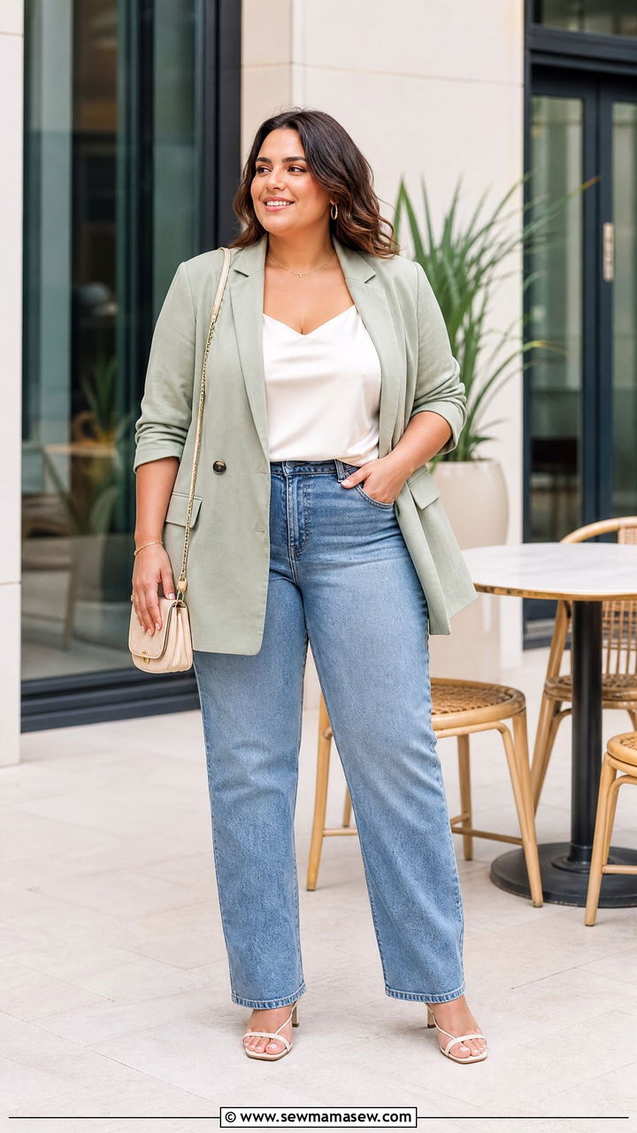 Plus Size Blazer And Cami Brunch Outfit - 20 plus size brunch top outfit ideas