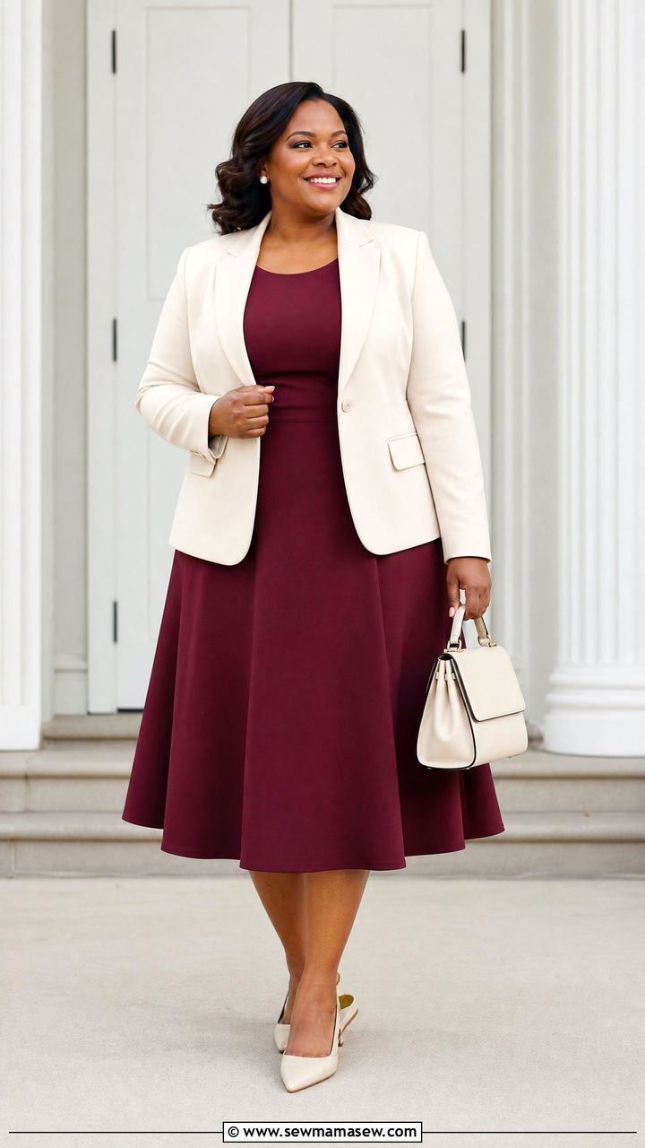 Plus Size Blazer And Dress Church Outfit - 20 plus size church outfit ideas