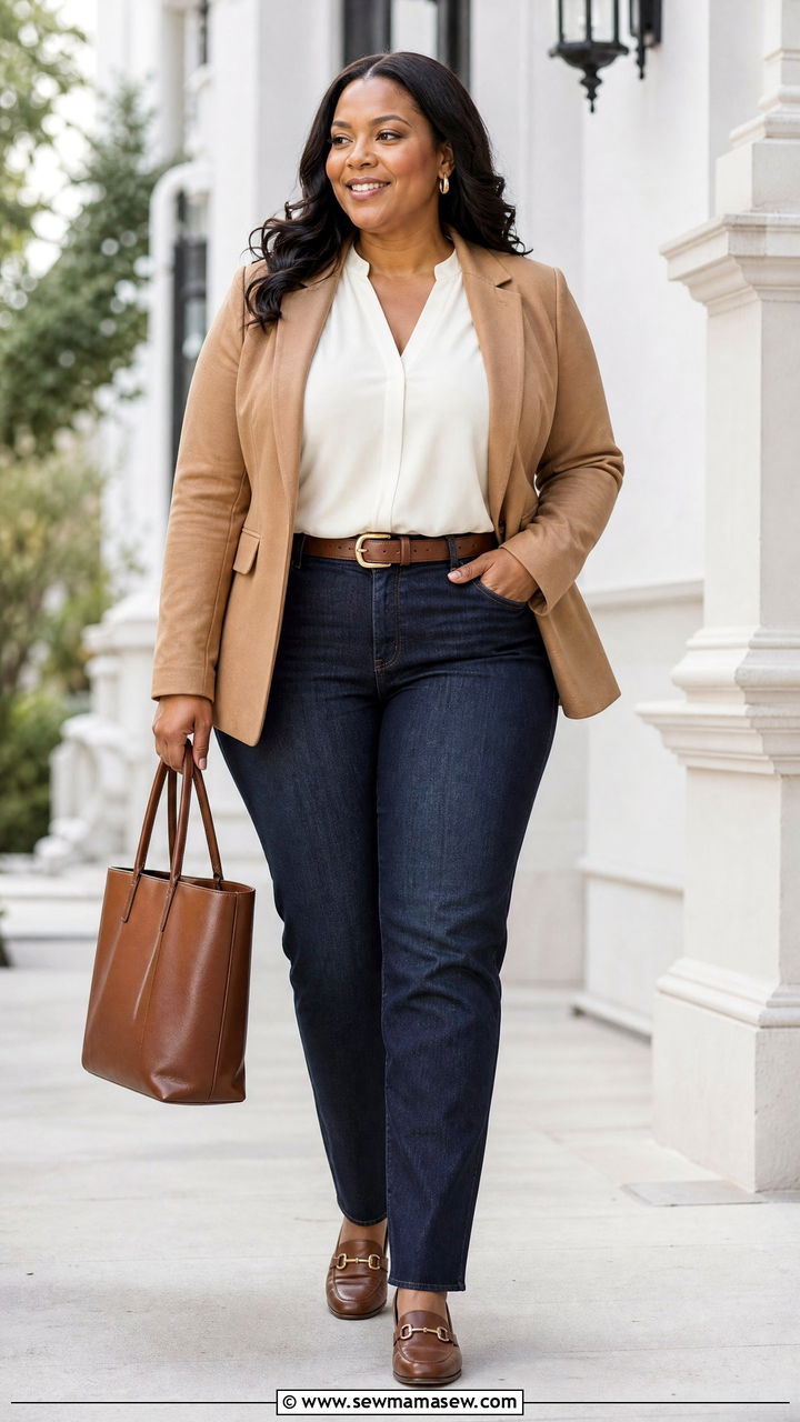Plus Size Blazer And Jeans Church Outfit - 20 plus size church outfit ideas