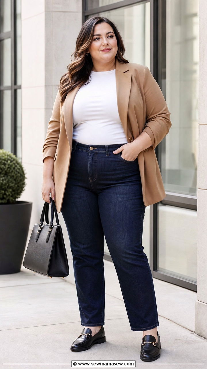 Plus Size Blazer And Jeans Outfit - 20 plus size outfits for big belly