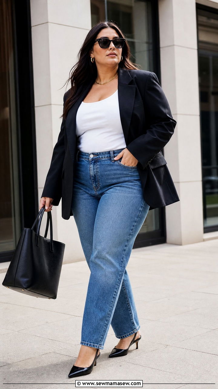 Plus Size Blazer And Jeans With Heels - 20 plus size outfit ideas with heels