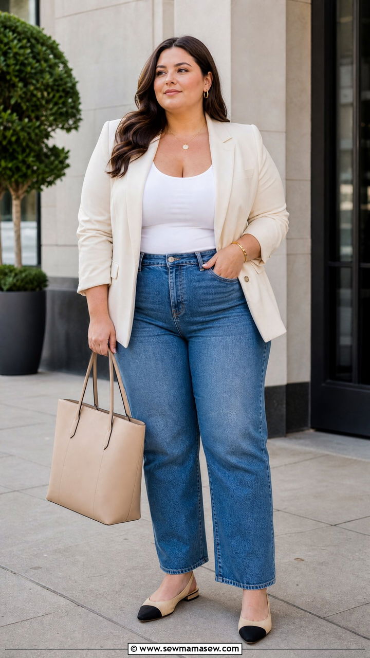 Plus Size Blazer And Top Outfit - 20 plus size spring top outfit ideas
