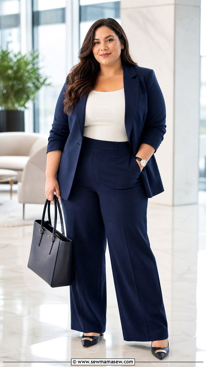 Plus Size Blazer And Wide Leg Trousers Outfit - 20 plus size outfits for thick thighs
