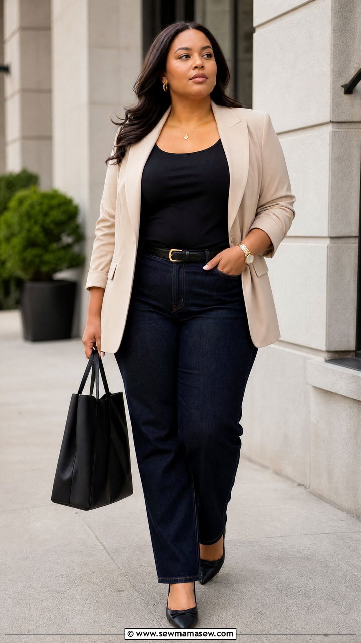 Plus Size Blazer Over Layered Top Outfit - 20 plus size layered top outfit ideas