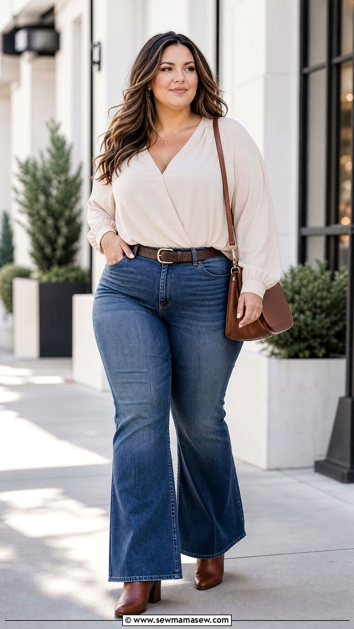 Plus Size Blouse And Bootcut Jeans Outfit - 20 plus size outfits to balance proportions