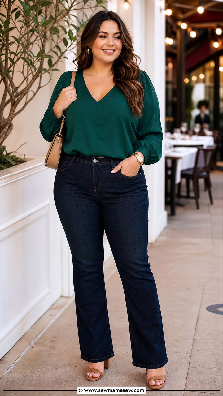 Plus Size Blouse And Dark Wash Jeans Outfit - 20 plus size outfits for women over 30