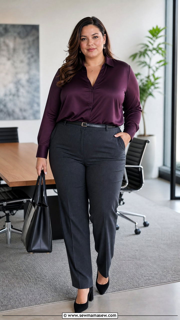 Plus Size Blouse And Trousers Work Outfit - 20 plus size fall outfit ideas for work