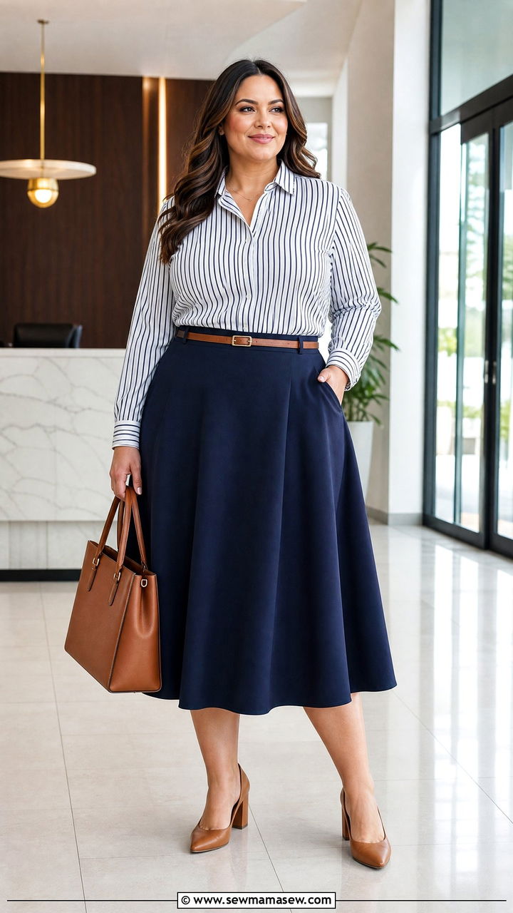 Plus Size Blouse With A Line Skirt - 20 plus size work blouse outfit ideas