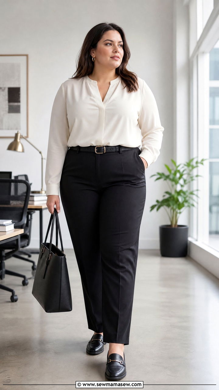 Plus Size Blouse With Black Trousers - 20 plus size work blouse outfit ideas