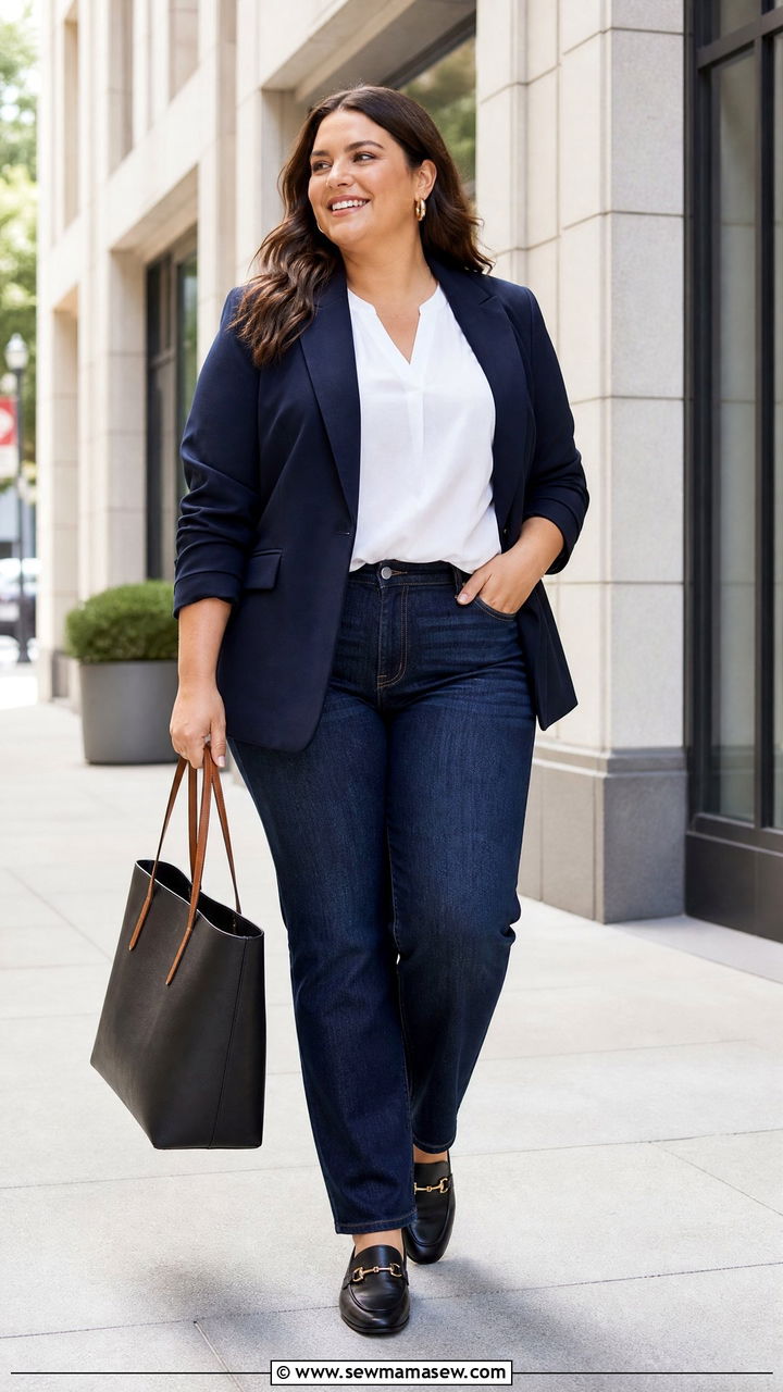 Plus Size Blouse With Blazer And Jeans - 20 plus size work blouse outfit ideas