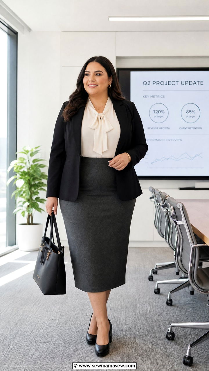 Plus Size Blouse With Blazer And Skirt - 20 plus size work blouse outfit ideas