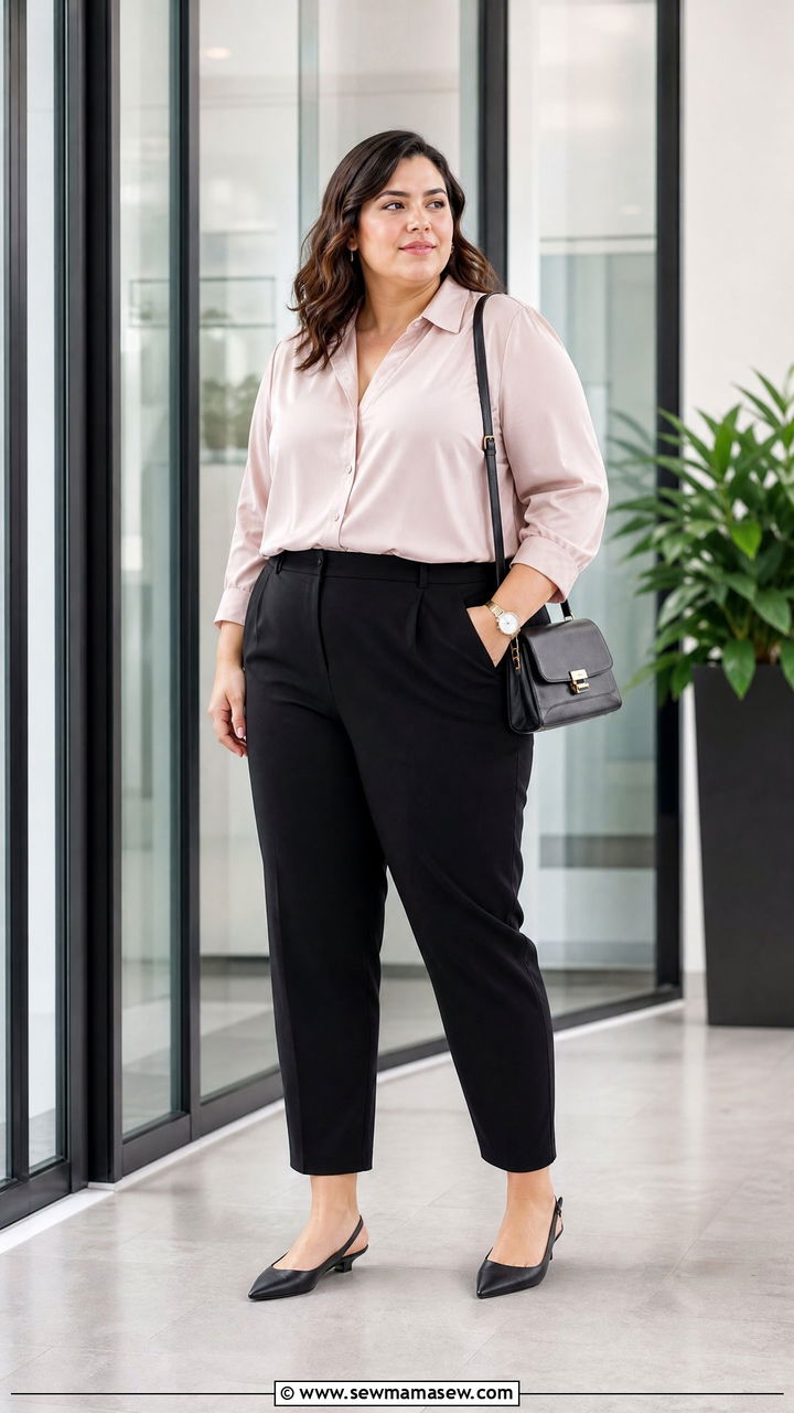Plus Size Blouse With Cropped Trousers - 20 plus size work blouse outfit ideas