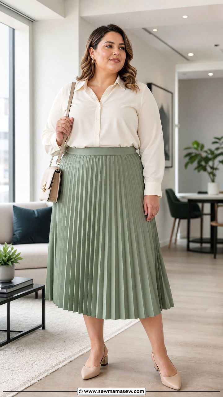 Plus Size Blouse With Pleated Skirt - 20 plus size work blouse outfit ideas