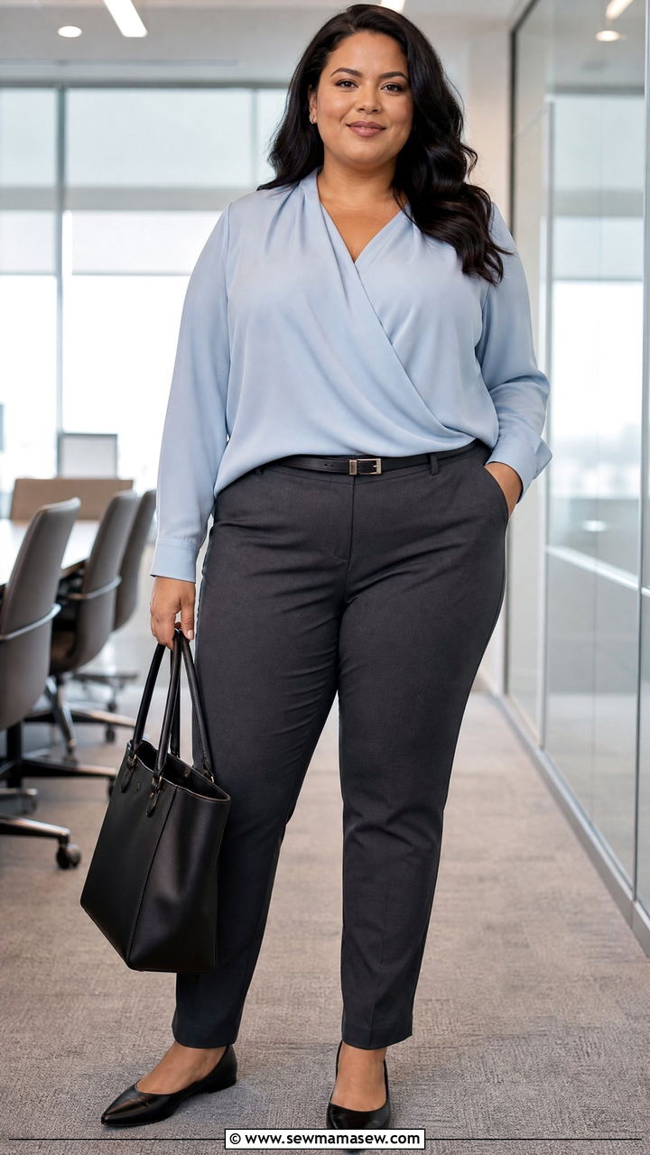 Plus Size Blouse With Suit Pants - 20 plus size work blouse outfit ideas