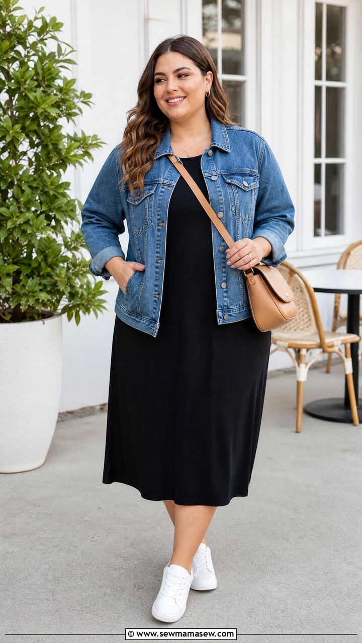 Plus Size Blue Denim Jacket Outfit - 20 plus size blue outfit ideas