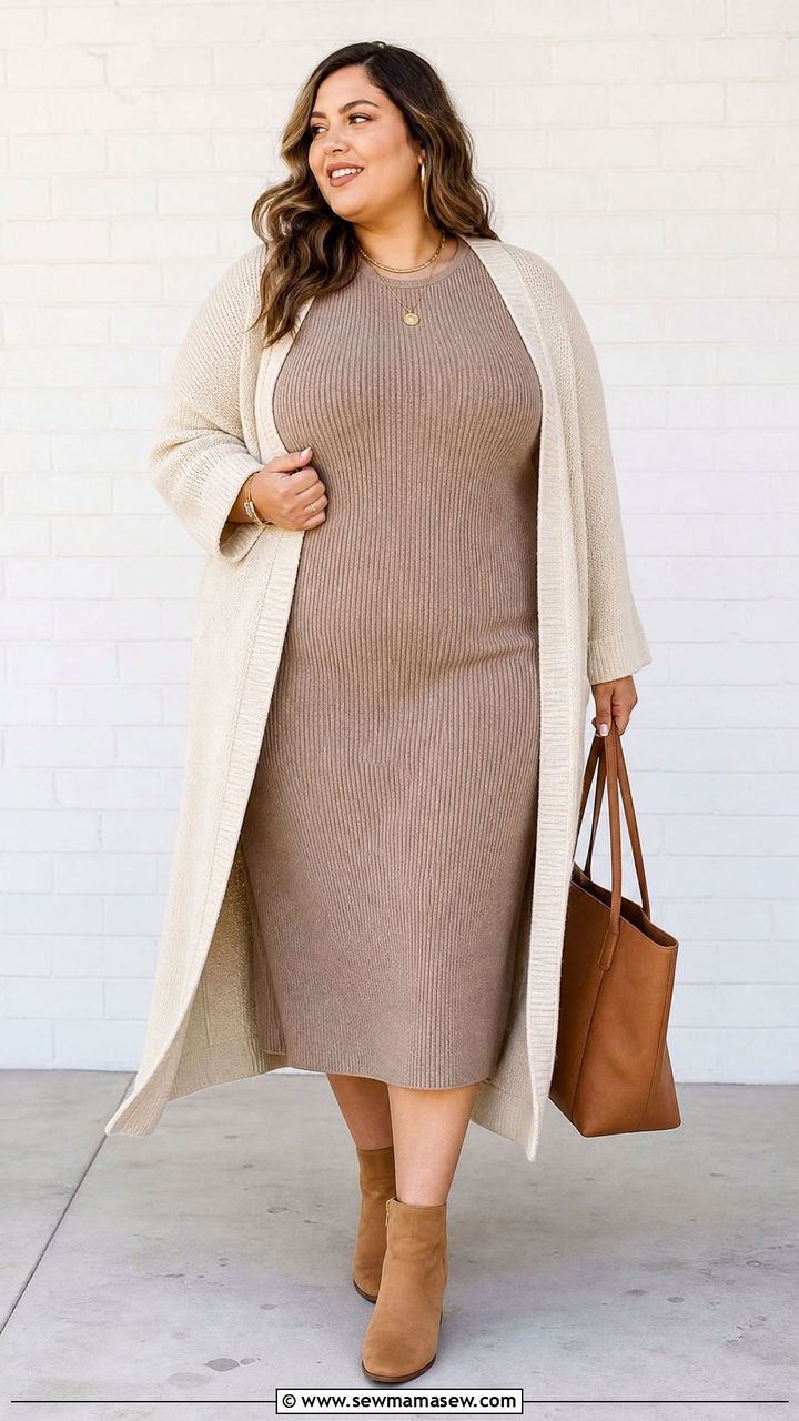 Plus Size Bodycon Dress With Cardigan - 20 plus size bodycon dress outfit ideas