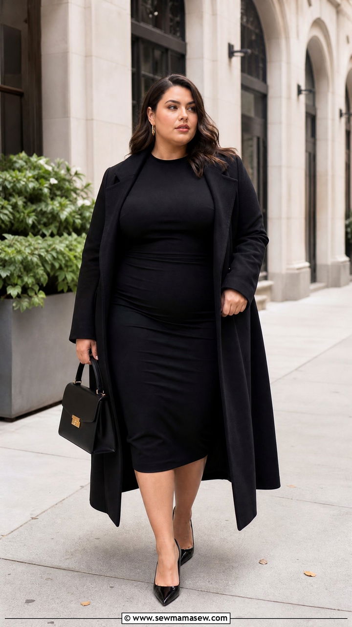 Plus Size Bodycon Dress With Long Coat - 20 plus size bodycon dress outfit ideas