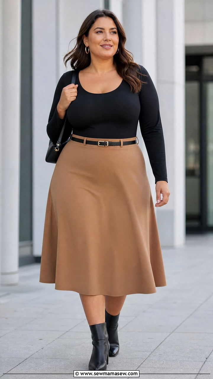 Plus Size Bodycon Top With A Line Skirt - 20 plus size bodycon top outfit ideas
