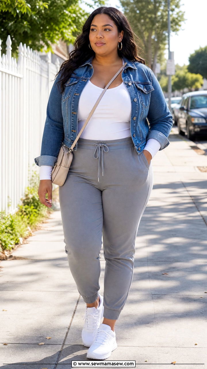 Plus Size Bodycon Top With Joggers - 20 plus size bodycon top outfit ideas