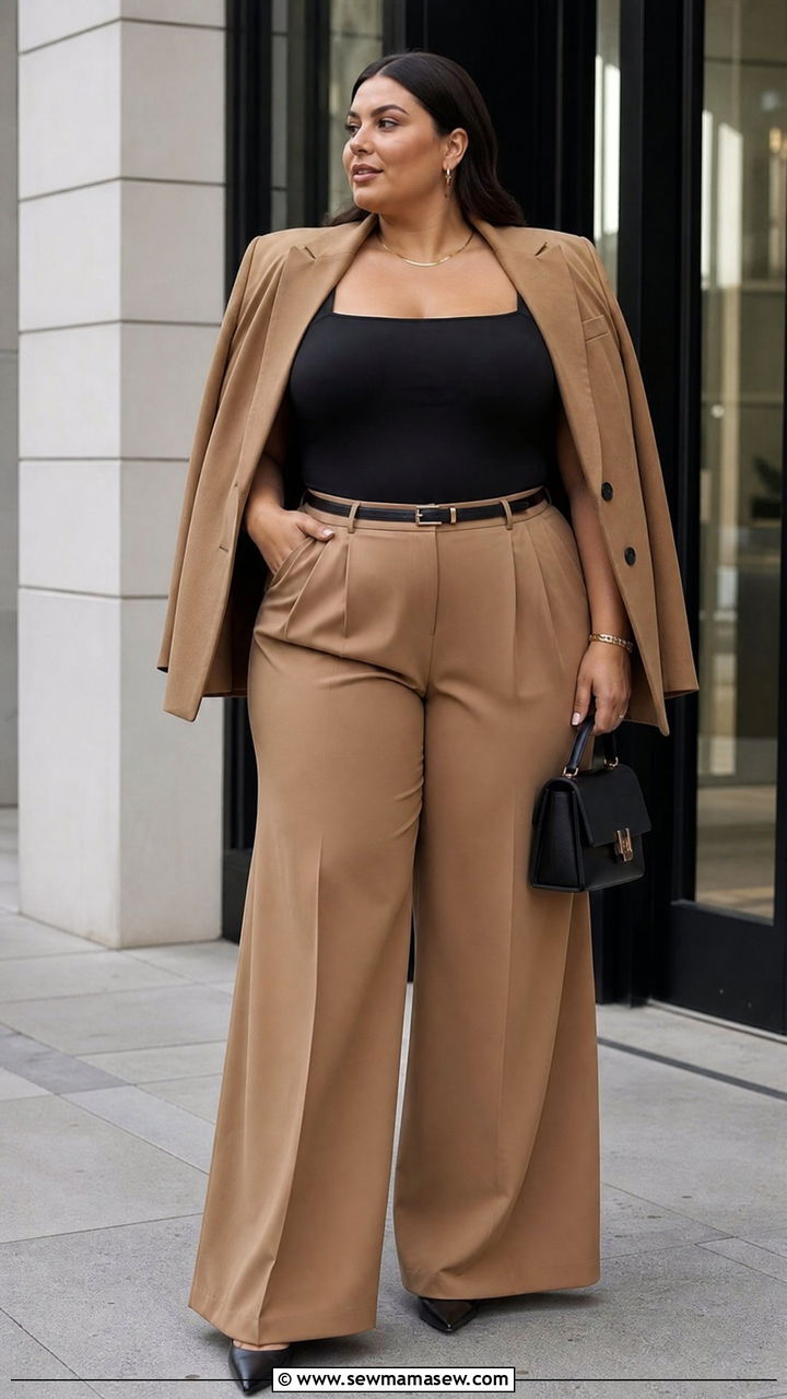 Plus Size Bodysuit And Trousers Outfit - 20 plus size night out top outfit ideas