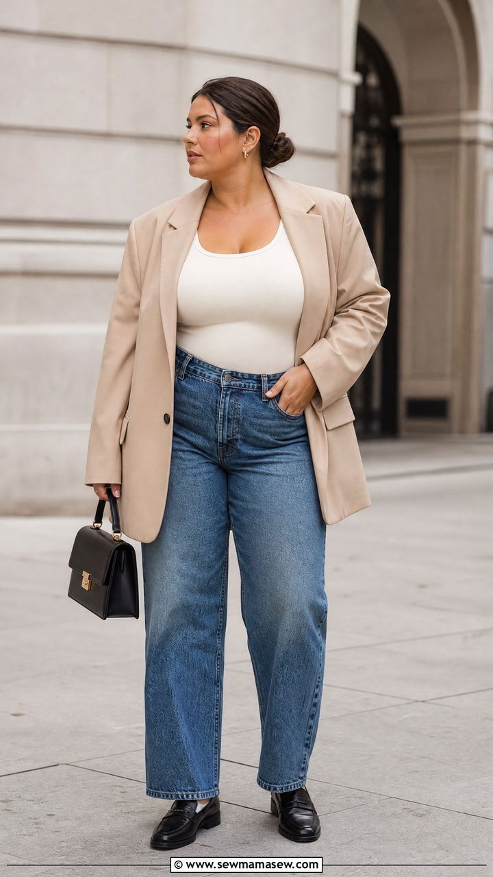 Plus Size Bodysuit With Blazer And Jeans - 20 plus size bodysuit outfit ideas