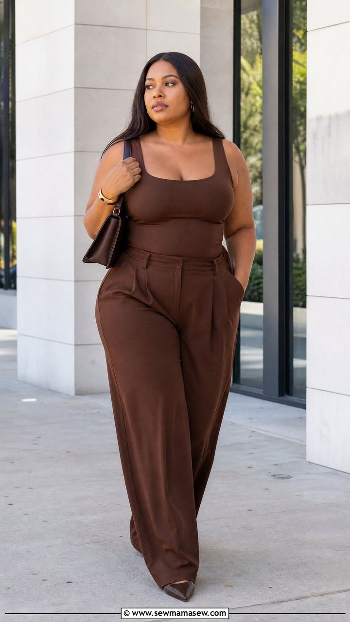 Plus Size Bodysuit With Monochrome Outfit - 20 plus size bodysuit outfit ideas