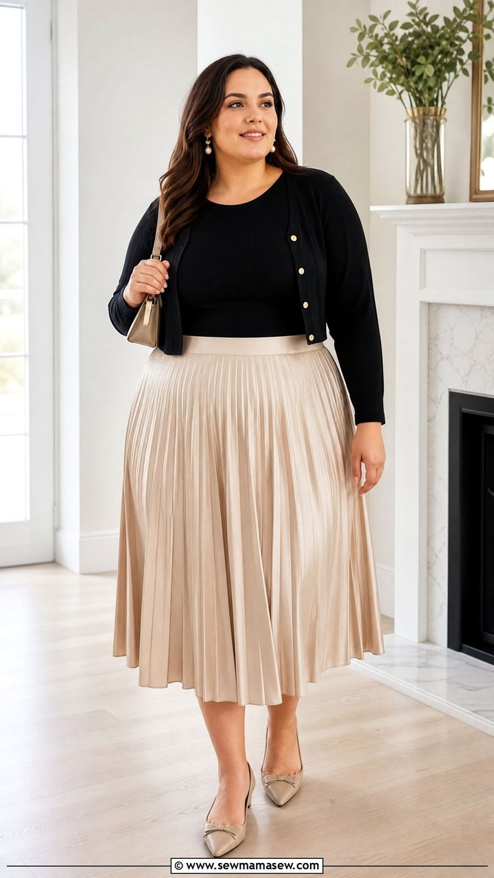 Plus Size Bodysuit With Pleated Skirt - 20 plus size bodysuit top outfit ideas