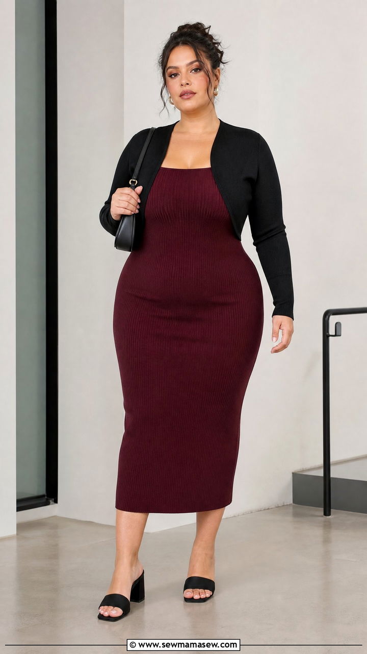 Plus Size Bolero Top With Bodycon Dress - 20 plus size bolero top outfit ideas