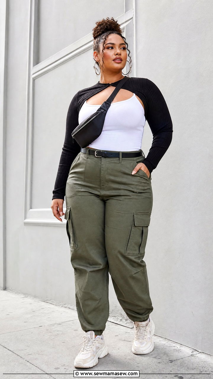 Plus Size Bolero Top With Cargo Pants - 20 plus size bolero top outfit ideas