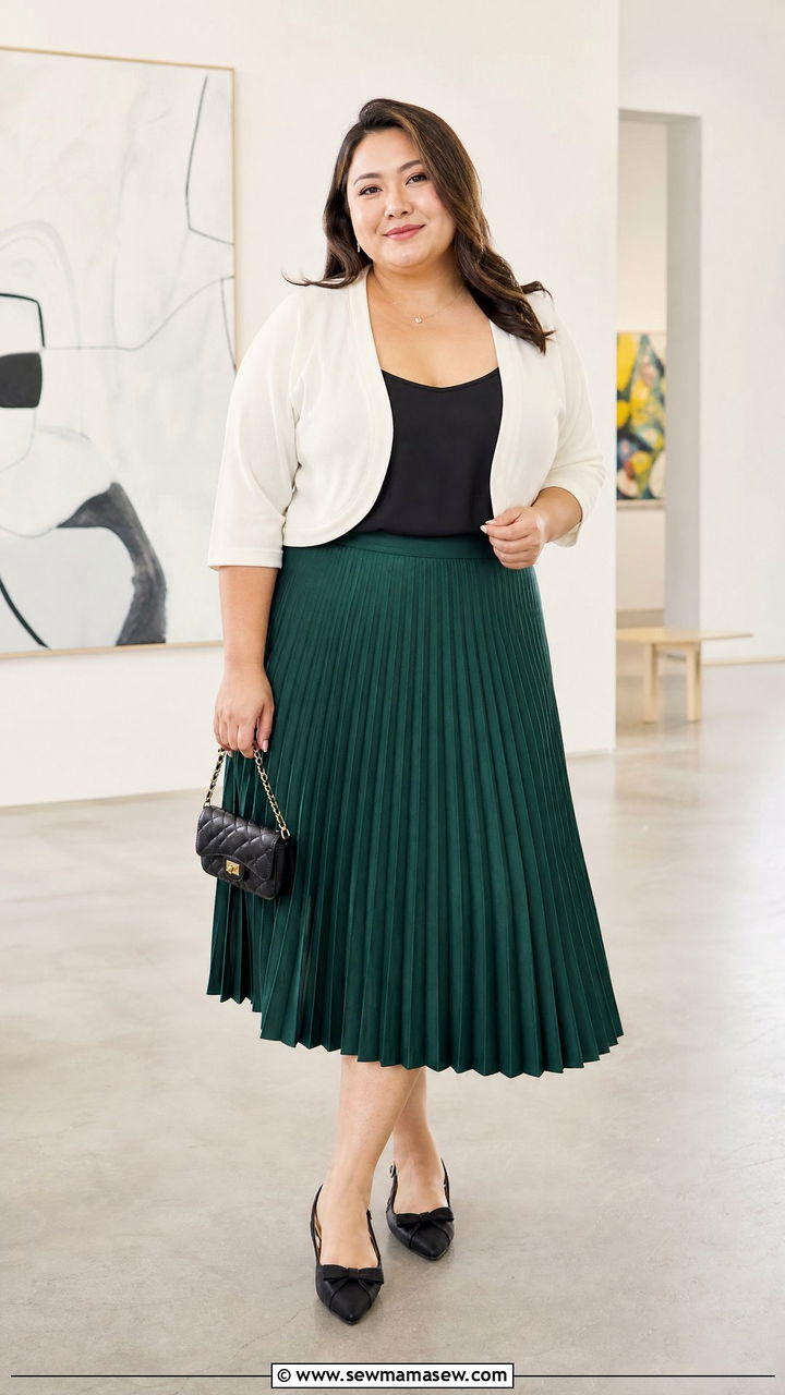 Plus Size Bolero Top With Pleated Skirt - 20 plus size bolero top outfit ideas