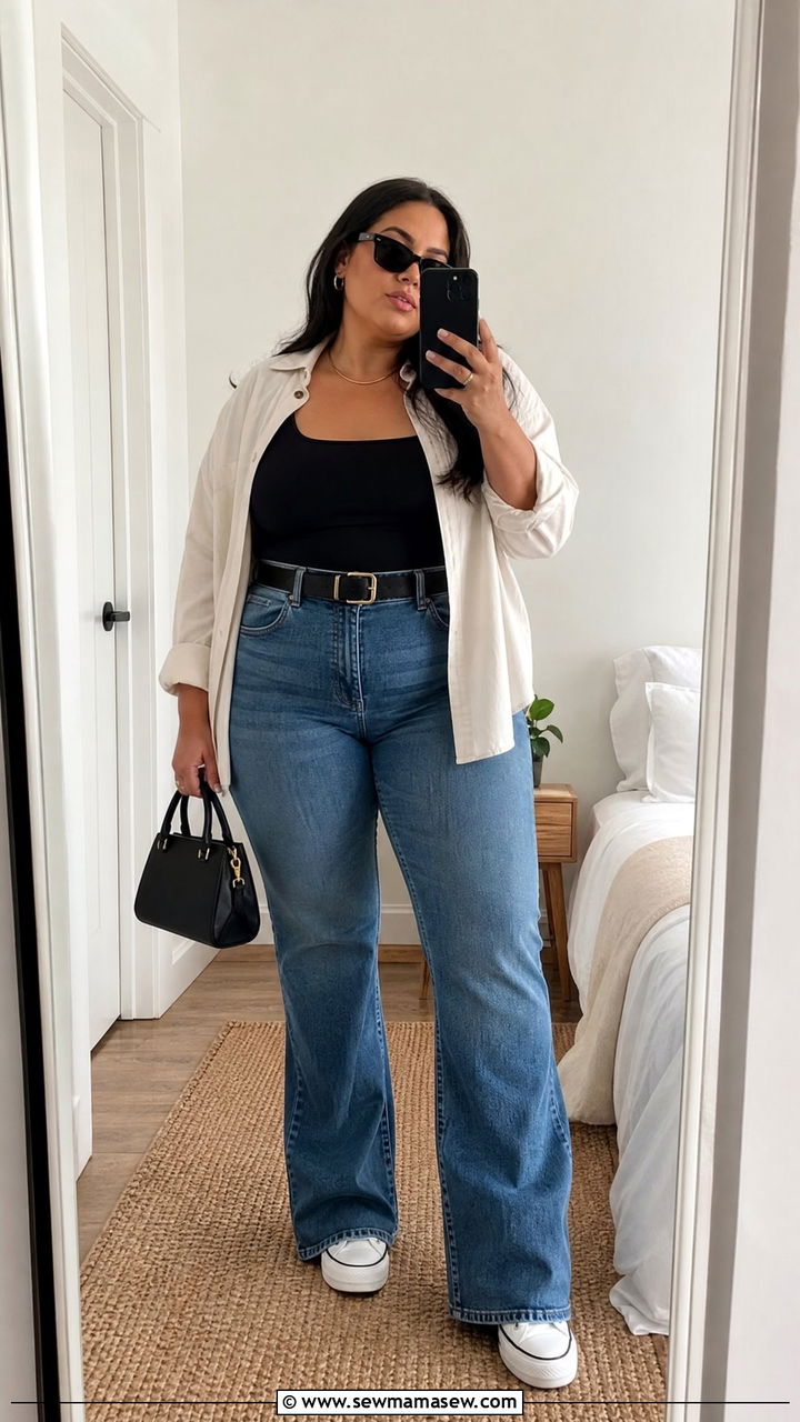 Plus Size Bootcut Jeans With Bodysuit - 20 plus size bootcut jeans outfit ideas