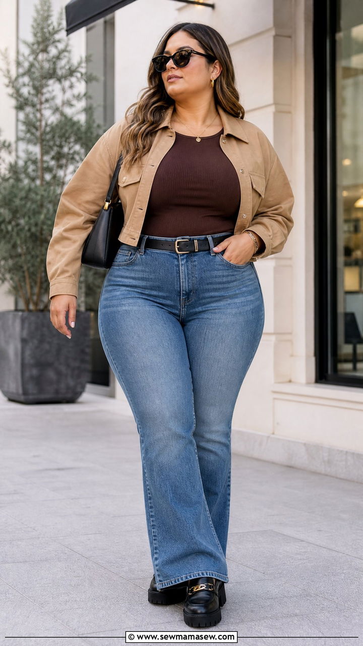 Plus Size Bootcut Jeans With Platform Shoes - 20 plus size bootcut jeans outfit ideas