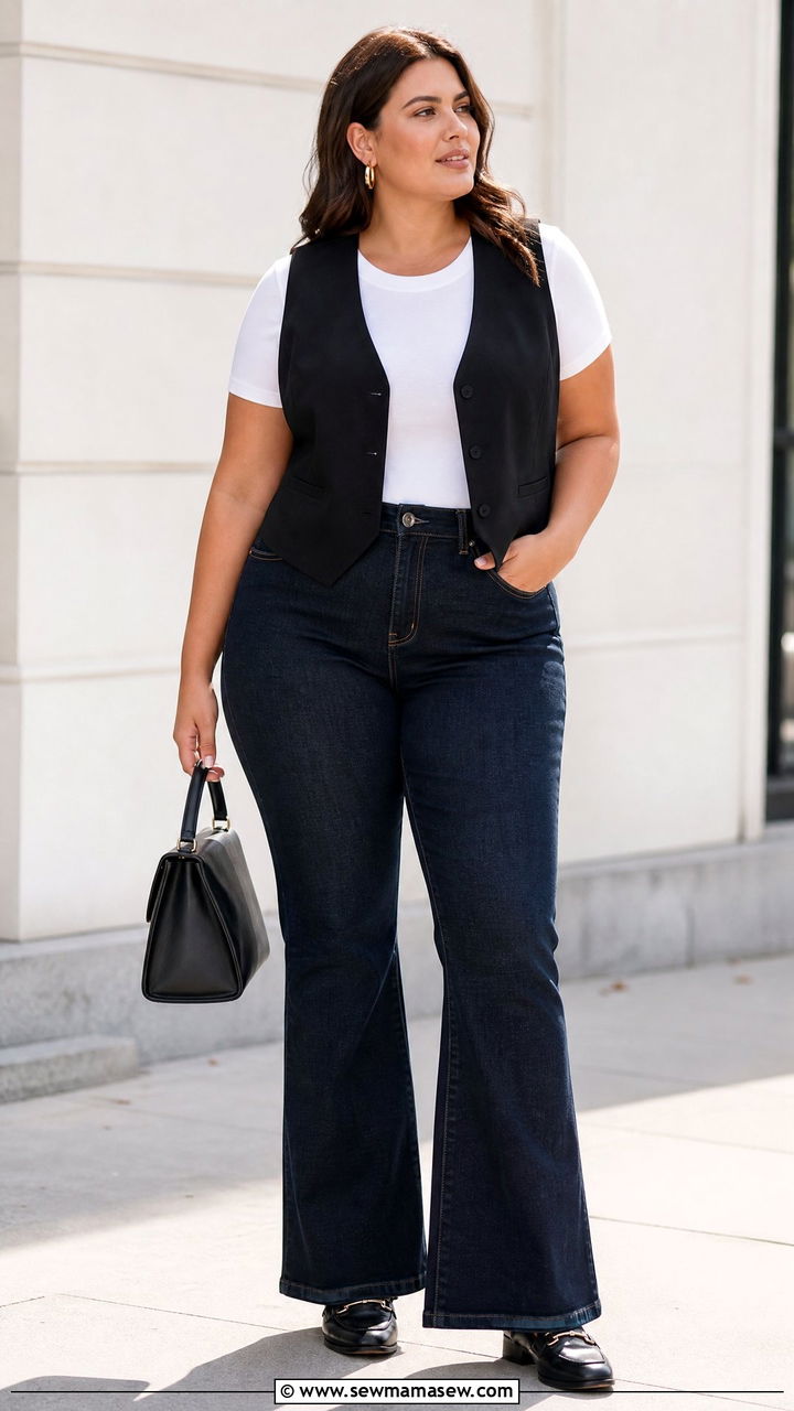 Plus Size Bootcut Jeans With Vest - 20 plus size bootcut jeans outfit ideas