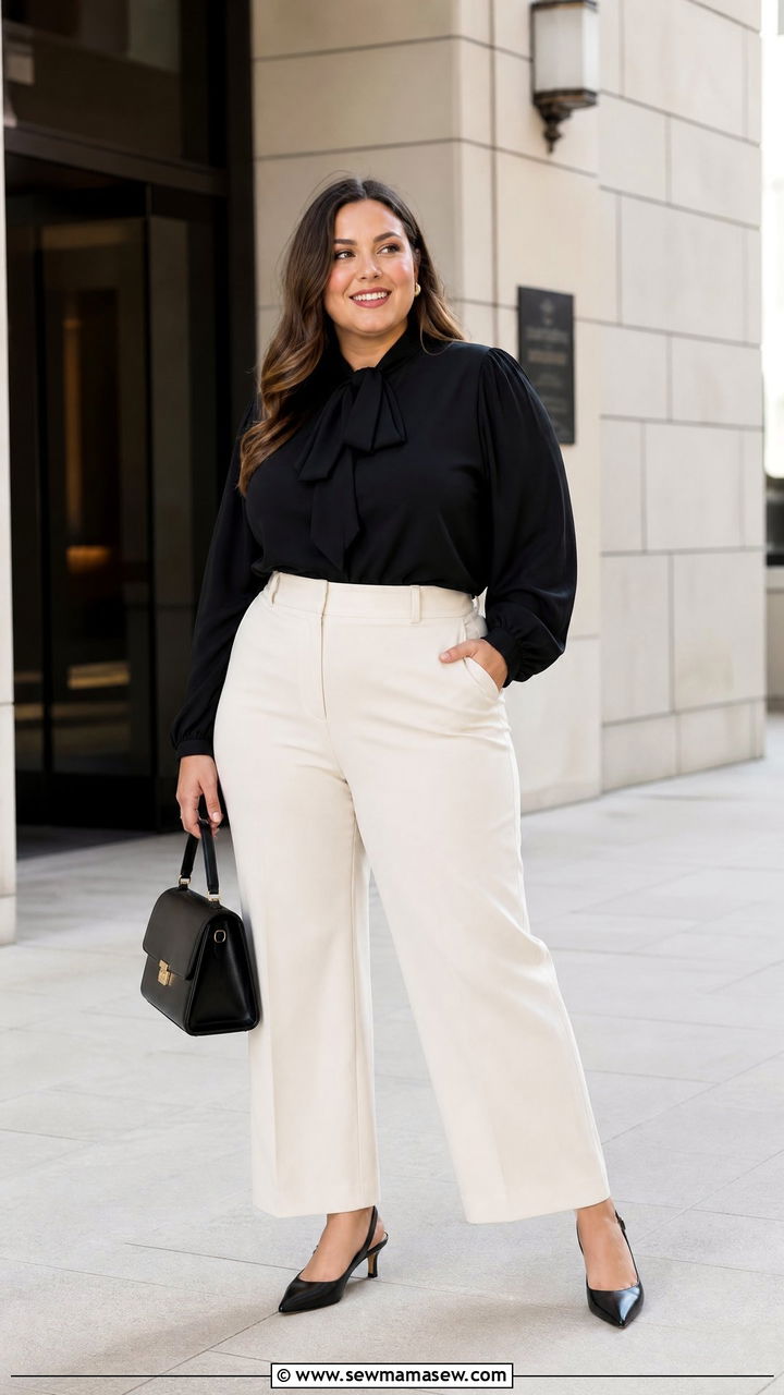 Plus Size Bow Top Outfit - 20 plus size statement top outfit ideas