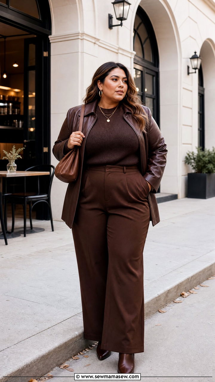 Plus Size Brown Monochrome Outfit - 20 plus size monochrome outfit ideas