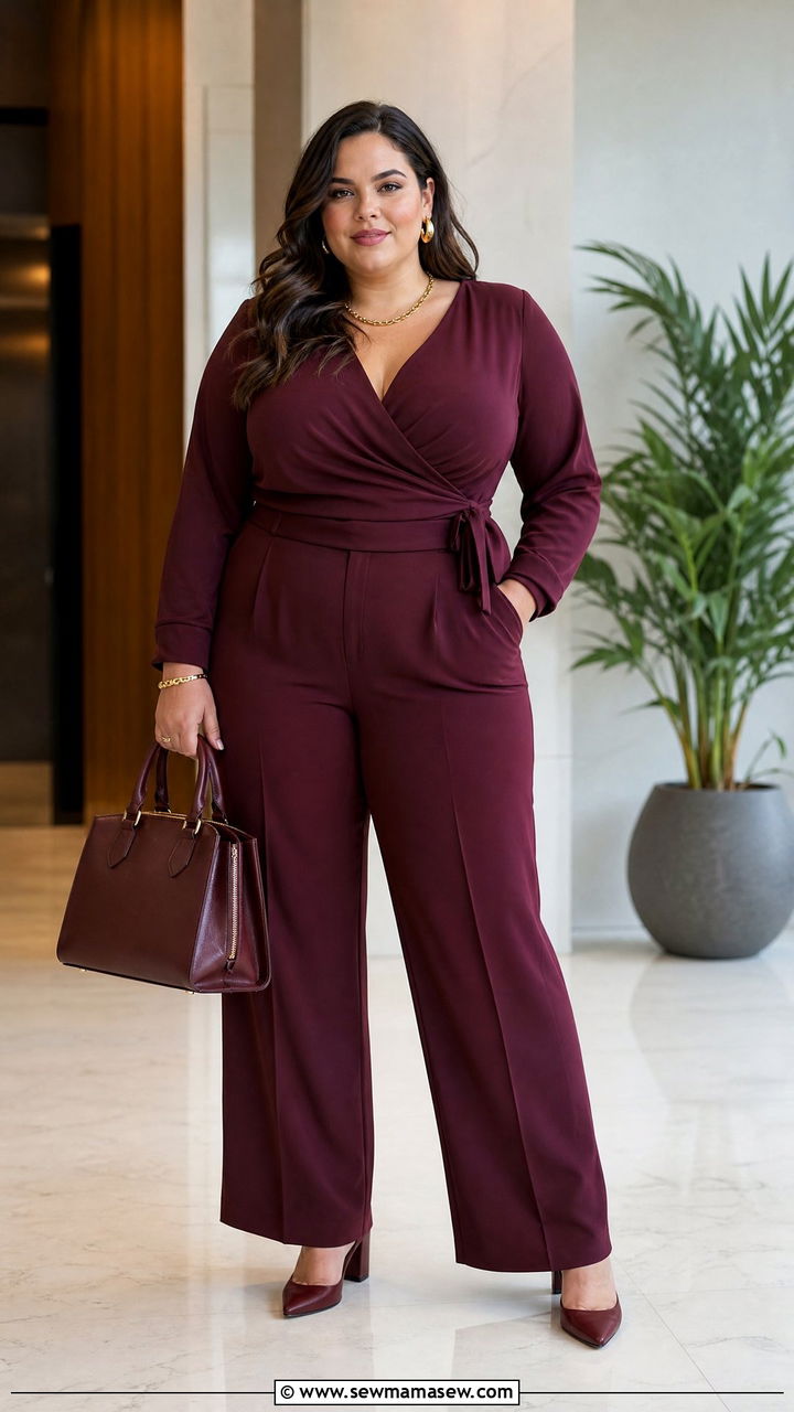 Plus Size Burgundy Monochrome Outfit - 20 plus size monochrome outfit ideas