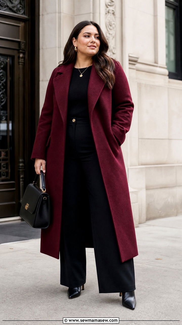 Plus Size Burgundy Wool Coat Outfit - 20 plus size wool coat outfit ideas