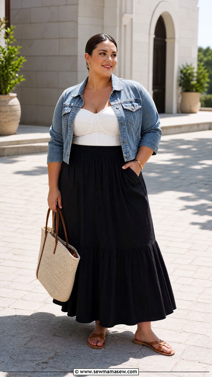Plus Size Bustier Top With A Maxi Skirt - 20 plus size bustier top outfit ideas