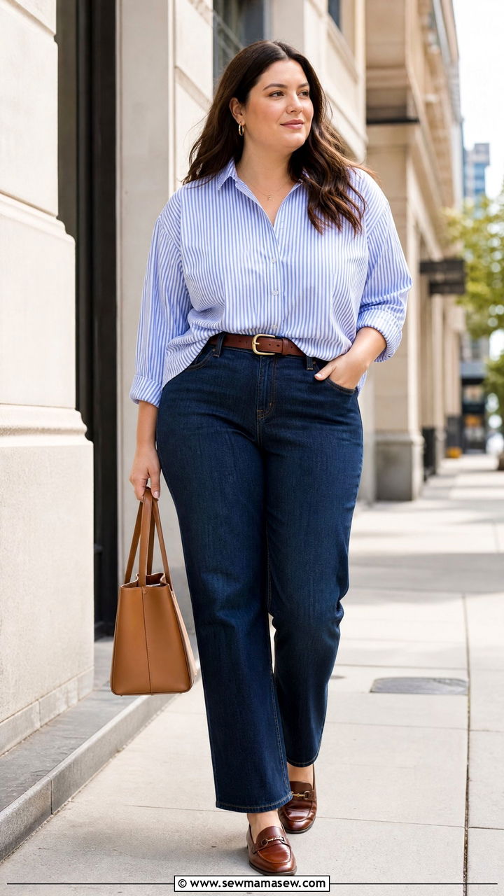 Plus Size Button Down Shirt And Jeans Outfit - 20 how to style plus size outfits