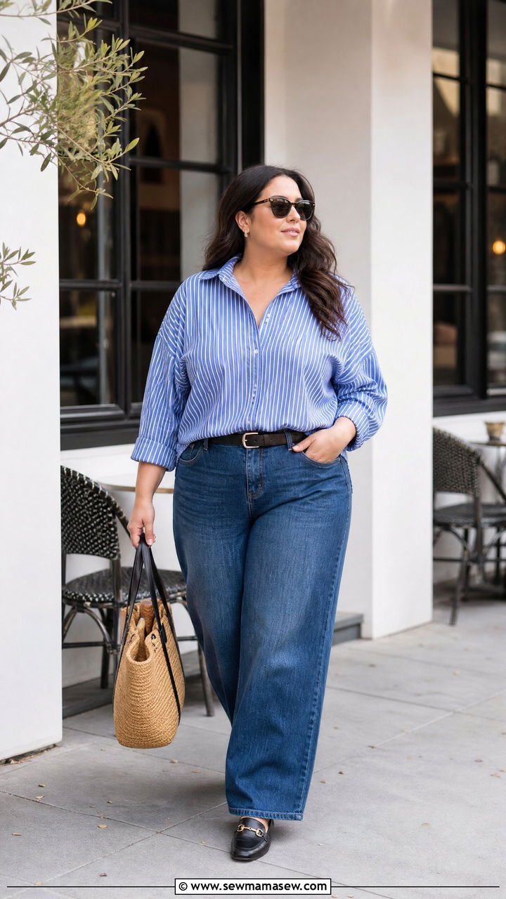 Plus Size Button Down Shirt Brunch Outfit - 20 plus size brunch top outfit ideas