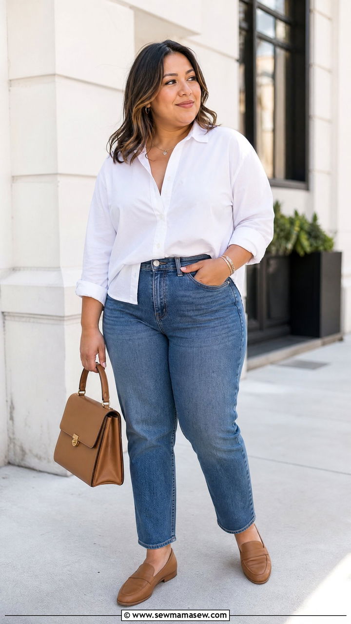 Plus Size Button Down Shirt Outfit - 20 plus size outfits for short height
