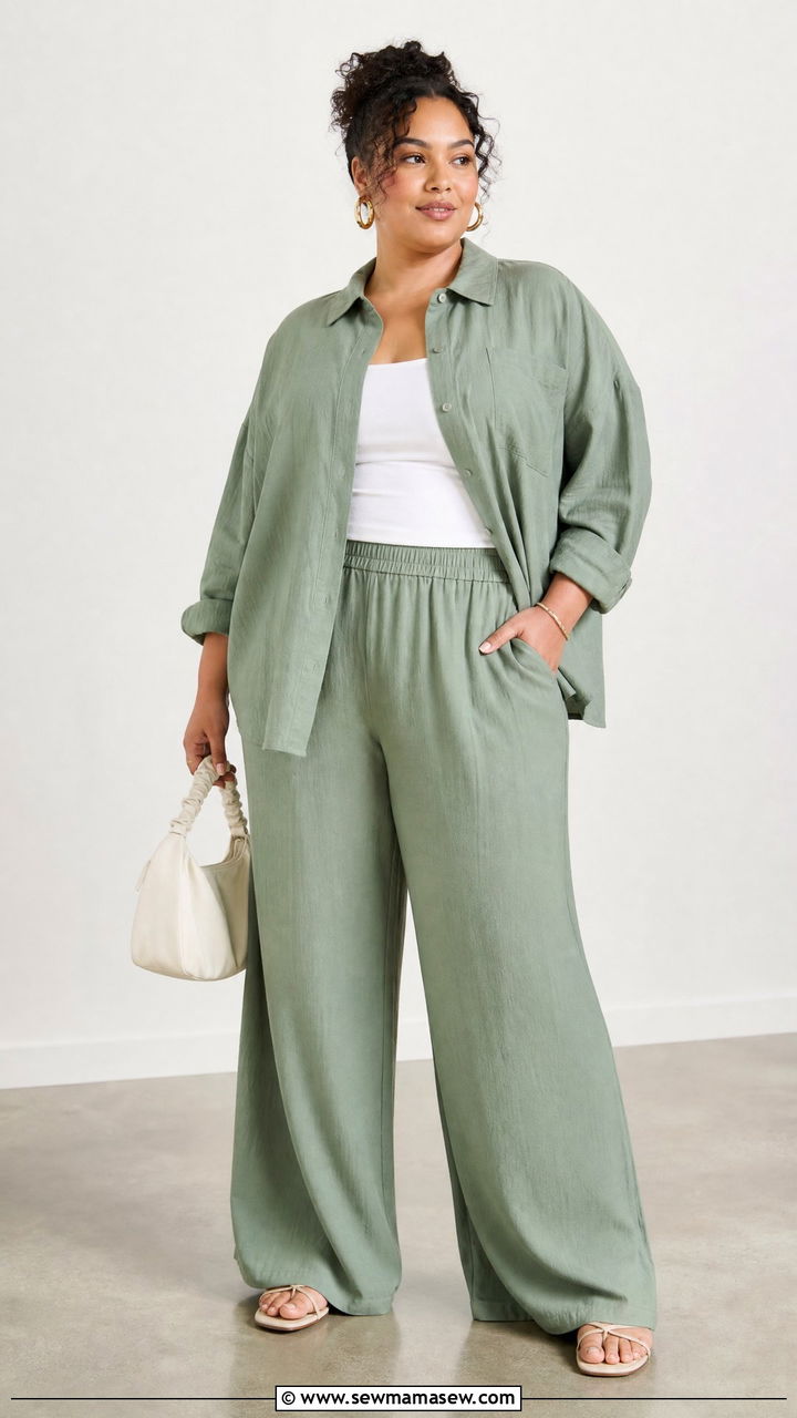 Plus Size Button Up Shirt With Matching Pants - 20 plus size button up shirt outfit ideas