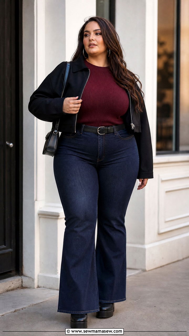 Plus Size Cami Top With Flare Jeans - 20 plus size going out cami top outfit ideas
