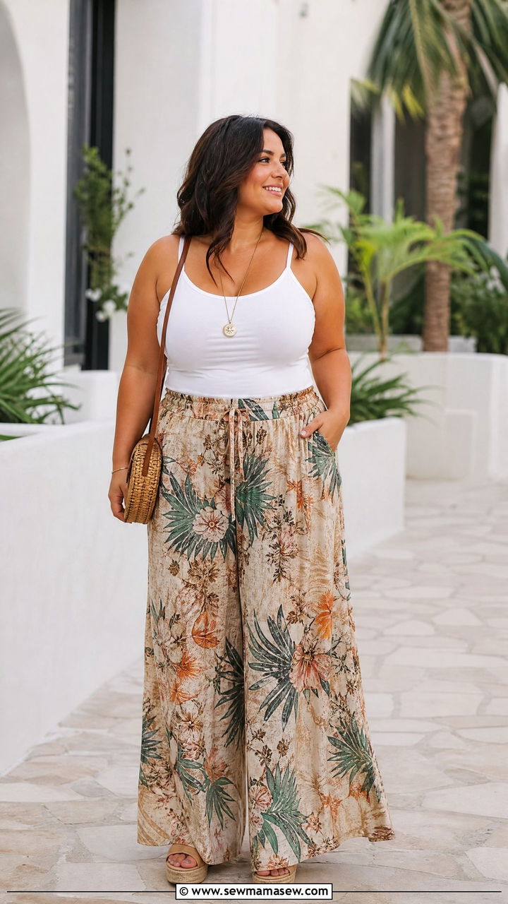 Plus Size Cami Top With Palazzo Pants - 20 plus size cami top outfit ideas
