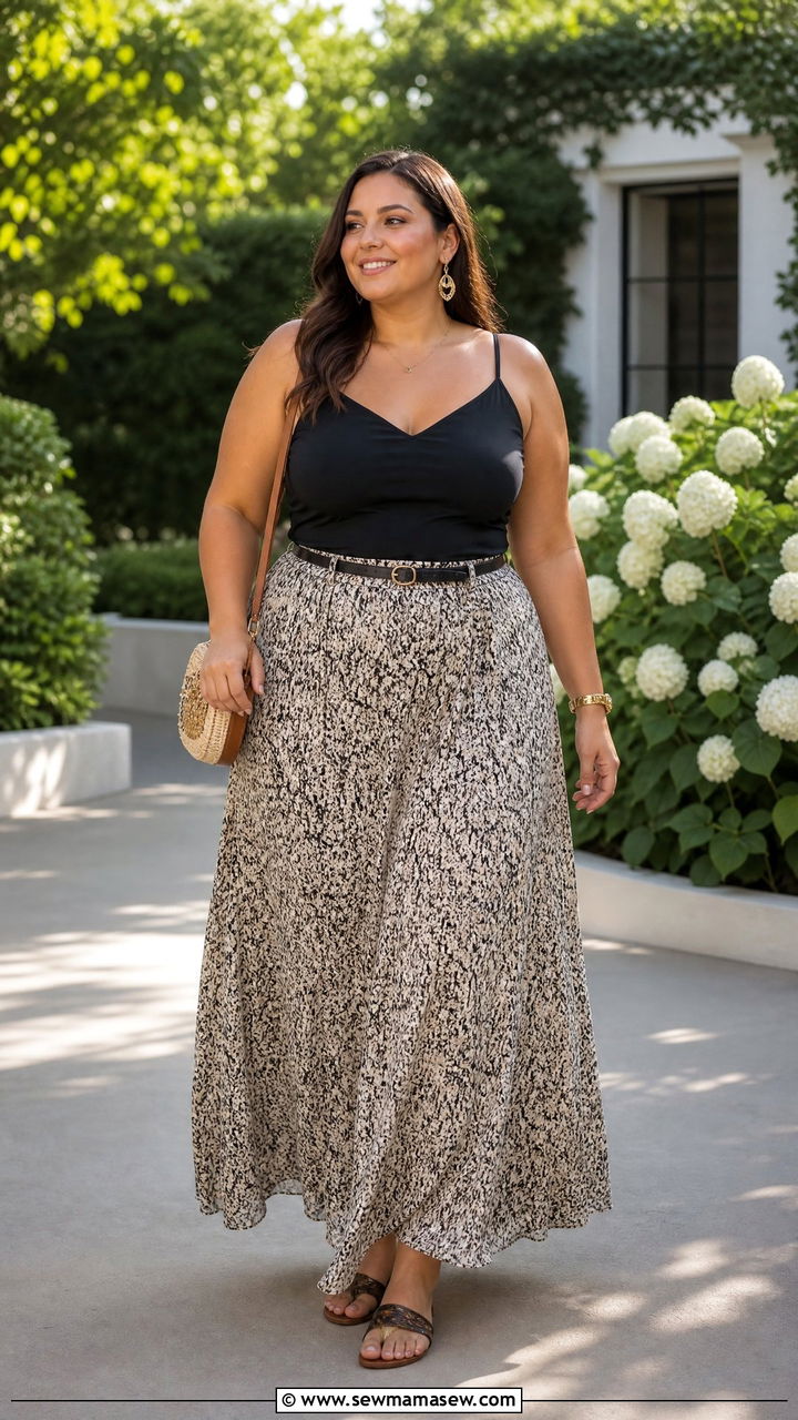 Plus Size Camisole Top With Maxi Skirt - 20 plus size camisole top outfit ideas